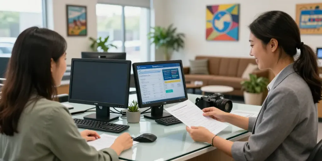 Engaging financial services scene highlighting trademarkfcu.org's community focus.