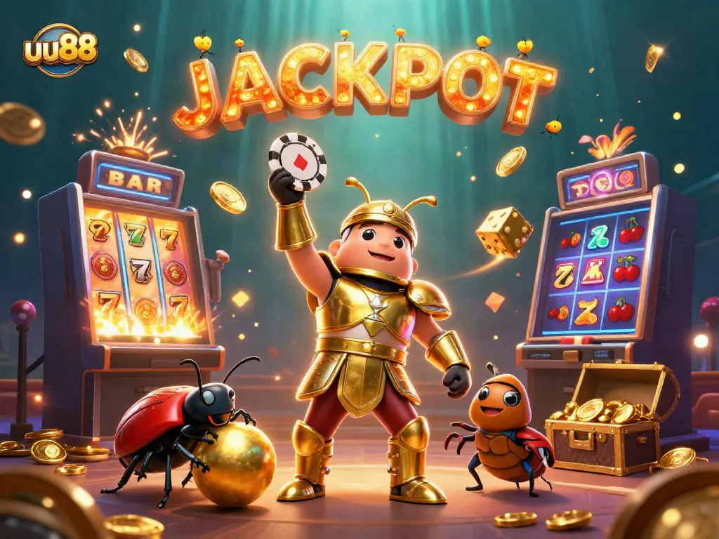 Experience the excitement of uu88's casino games with a winning atmosphere and vibrant jackpot celebration