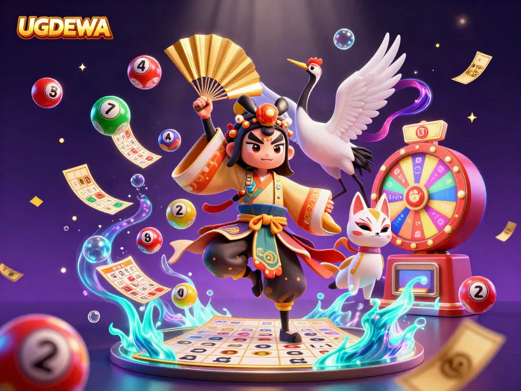 Experience thrilling gameplay with UGDEWA as the kabuki warrior and companions showcase dynamic lottery excitement.