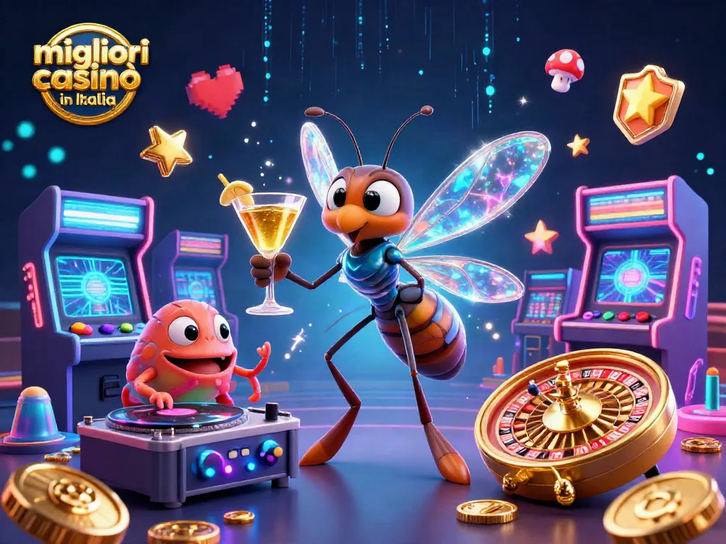 Scopri i migliori casinò online in Italia attraverso una vivace scena di gioco e animazione che cattura l'essenza del divertimento.