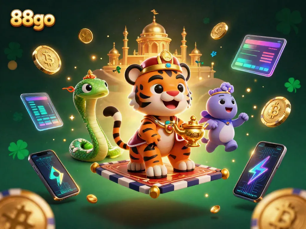 Experience the thrill of 88go with a vibrant 3D illustration showcasing casino excitement and strategic gaming.