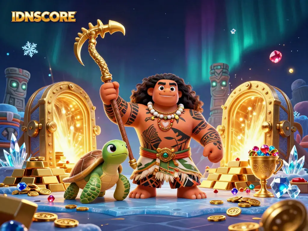 Experience the excitement of IDNSCORE with a vibrant 3D casino illustration showcasing its rich gaming elements.