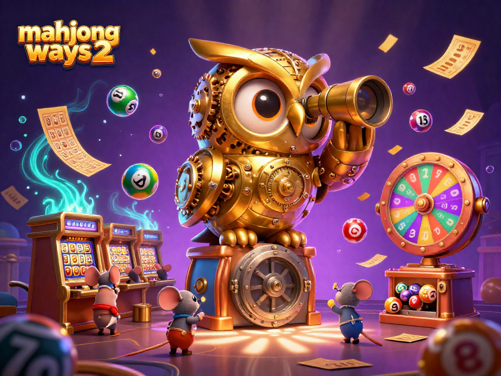 Experience mahjong ways 2 in a vibrant casino scene with colorful lottery elements and engaging characters.