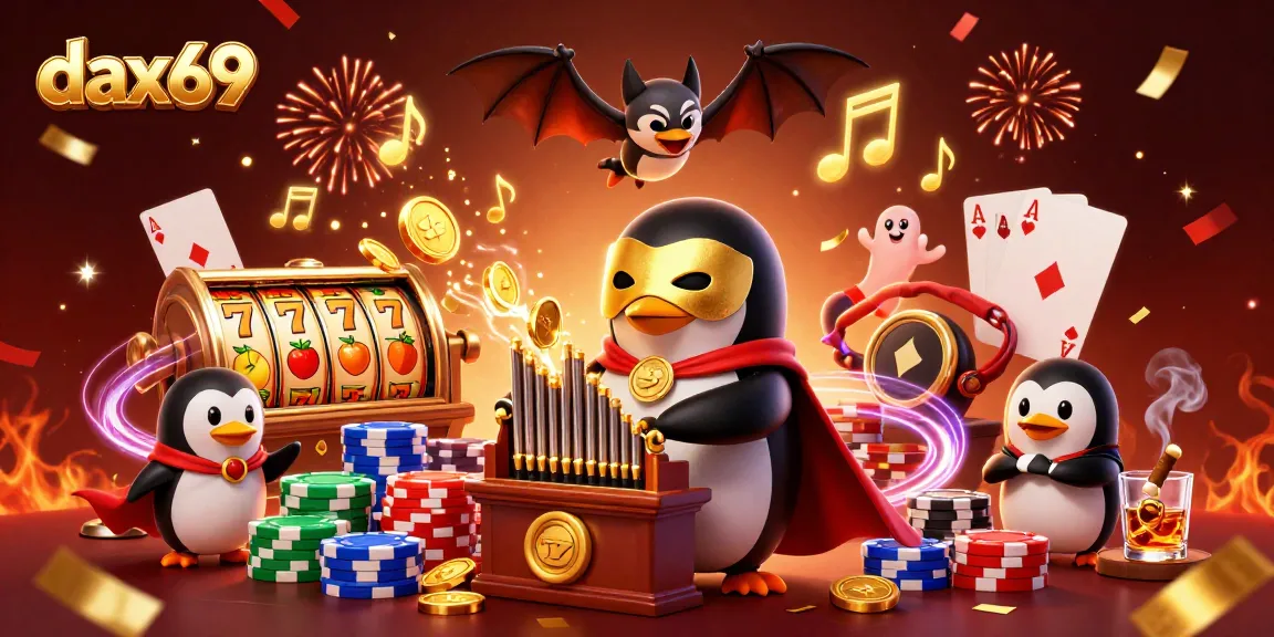 DAX69 menampilkan slot jackpot dengan simbol yang beruntung dalam ilustrasi kasino yang memukau