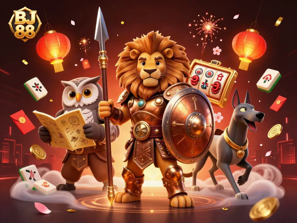 BJ 88 offers dynamic gaming action with vibrant elements in a packed casino scene.