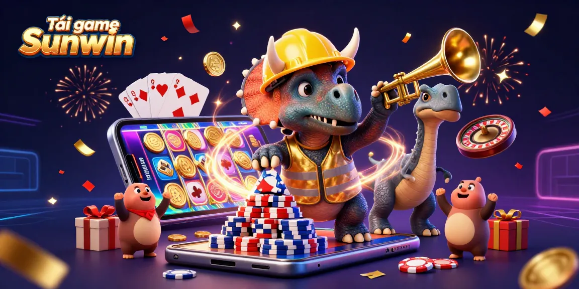 Tải game Sunwin and enjoy vibrant casino excitement with our playful dinosaur illustration