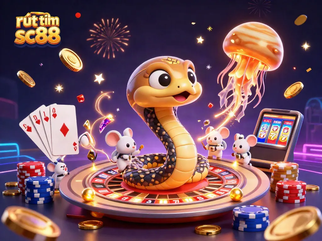 Place bets with rút tiền sc88 in this vibrant 3D casino illustration featuring engaging characters.