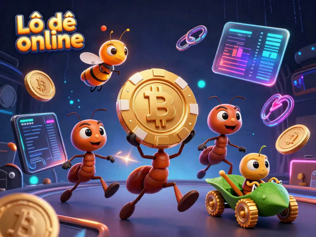 Engage with Lô đề online through this vibrant 3D illustration showcasing ants heisting a giant poker chip.