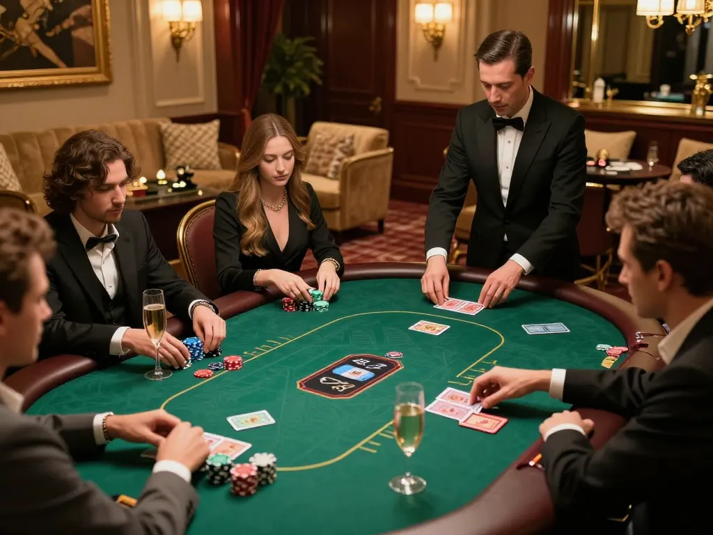 High-stakes poker game in a luxurious VIP room showcasing professional gameplay at sc88seo casino.