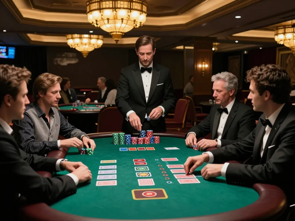 mantra88 players strategizing in a high-stakes blackjack game with chips and cards