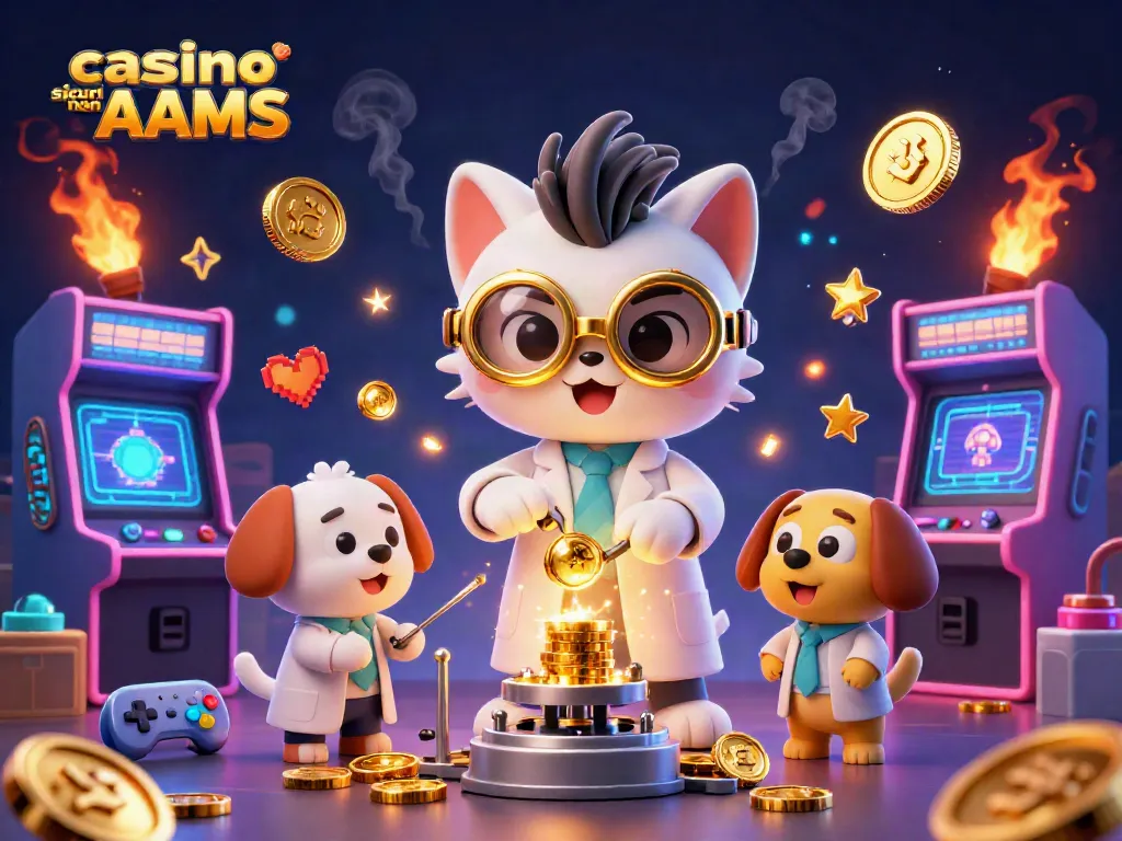 Scopri i migliori giochi nei casino sicuri non AAMS con l’illustrazione di un gatto scienziato e un cane assistente.