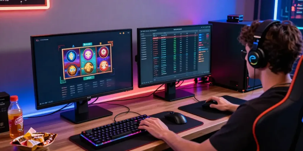 Player engaged in Bro138 online gaming session with vibrant visuals and dynamic atmosphere.