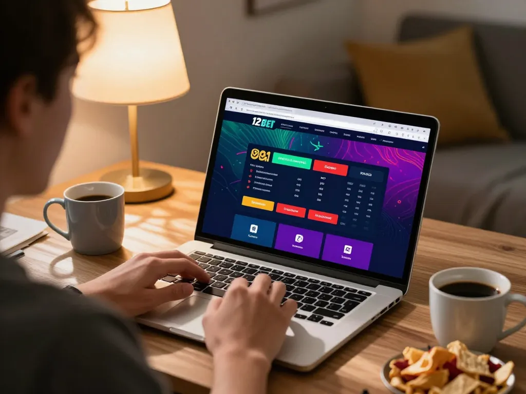 Tham gia Link 12bet trong khi tận hưởng setup chơi game thoải mái tại nhà trên laptop, thể hiện trải nghiệm cược trực tuyến hấp dẫn.
