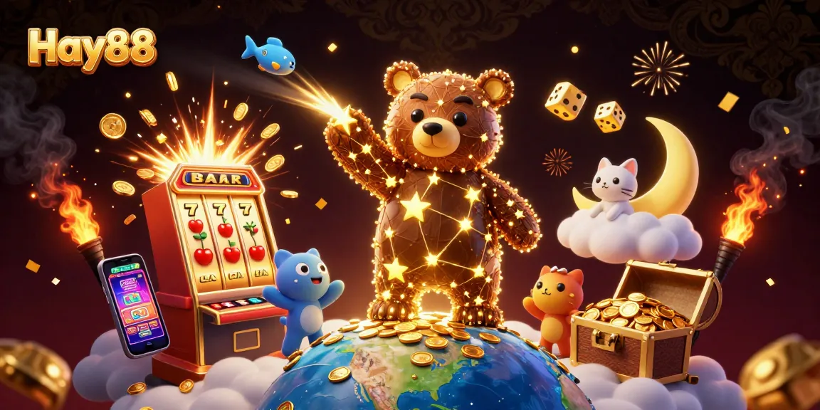 Engage with Hay88's vibrant gaming experience, featuring golden star characters and jackpot excitement.