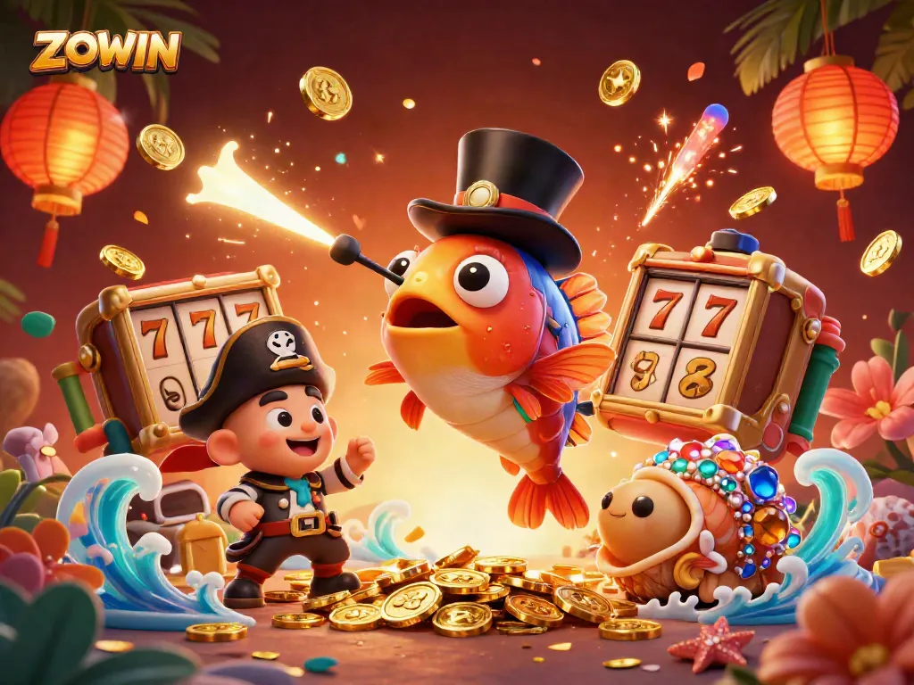 ZOWIN players enjoy an exciting casino scene with vibrant characters in an underwater adventure.