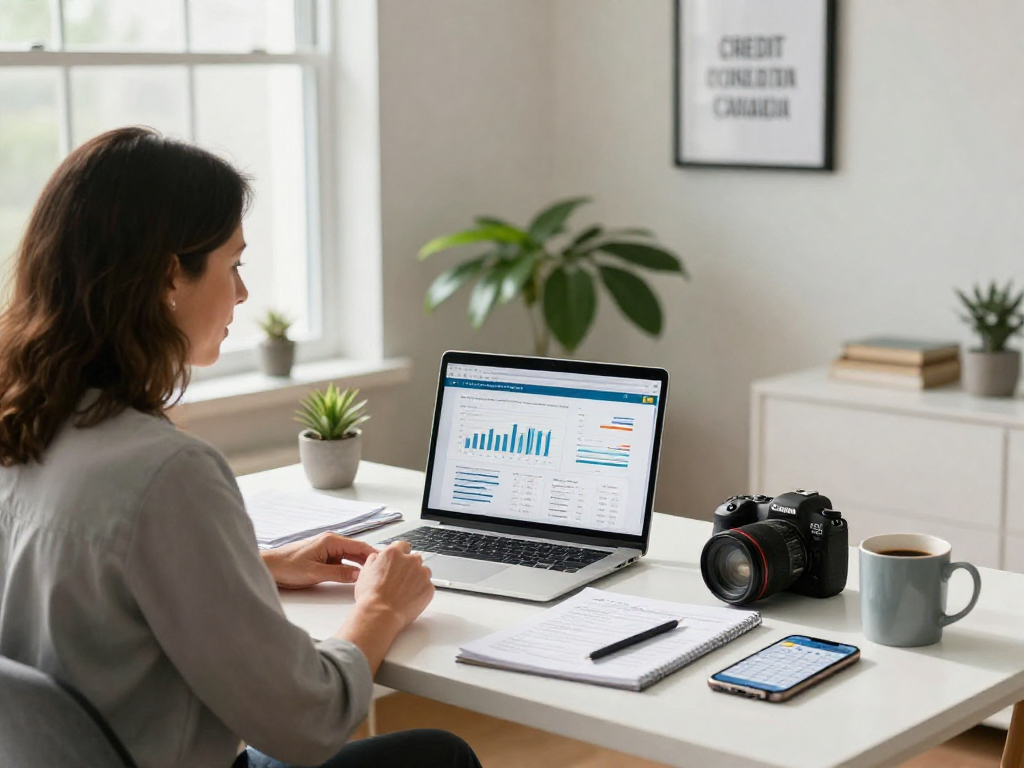 Expert financial advisor consults clients on Credit Consolidation Canada in a cozy home office, with charts and paperwork.