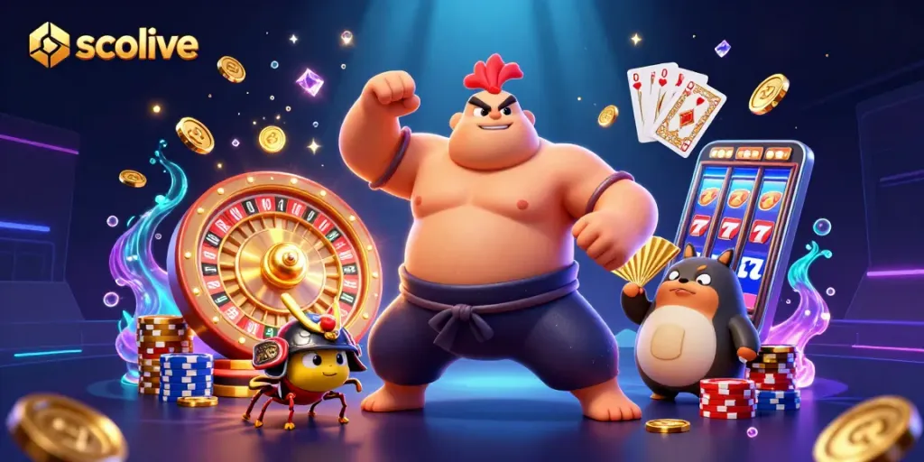 Socolive brings excitement with a powerful sumo rooster, fierce cricket, and colorful casino elements.