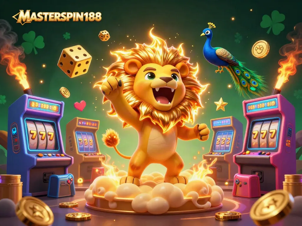 Experience dynamic gameplay at MASTERSPIN188 with vibrant slot reels and golden elements.