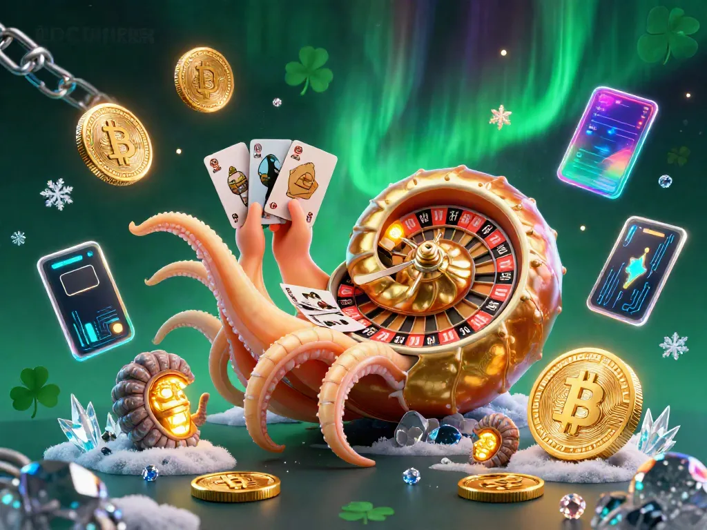 Engage with the vibrant world of IDCJOKER featuring a 3D nautilus roulette wheel with glowing digital elements, perfect for online gamblers.