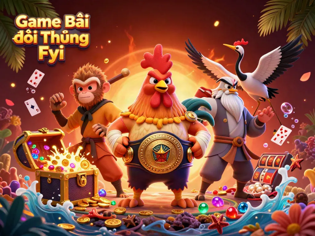 Experience exciting action with Game Bài Đổi Thưởng Fyi featuring a dynamic scene of casino-themed 3D characters.