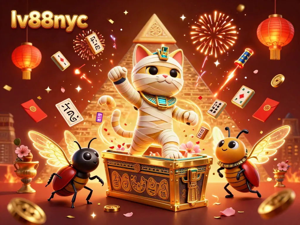Experience the excitement of lv88nyc with a dynamic illustration showcasing vibrant casino elements and characters.