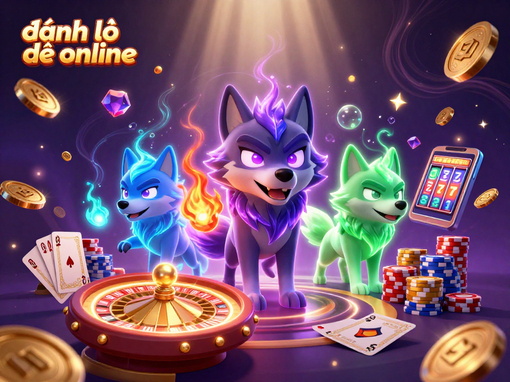 Experience thrilling đánh lô đề online action with mystical wolf characters in a magical casino scene.