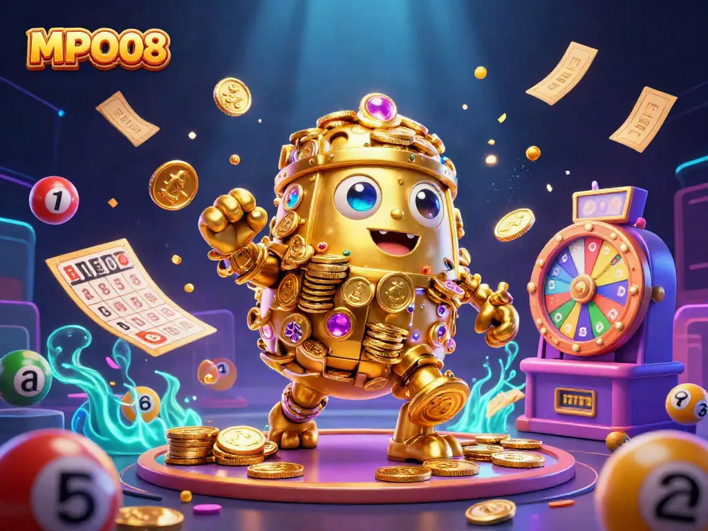 MPO08 highlights exciting digital casino gaming with its vibrant lottery balls and golden prizes