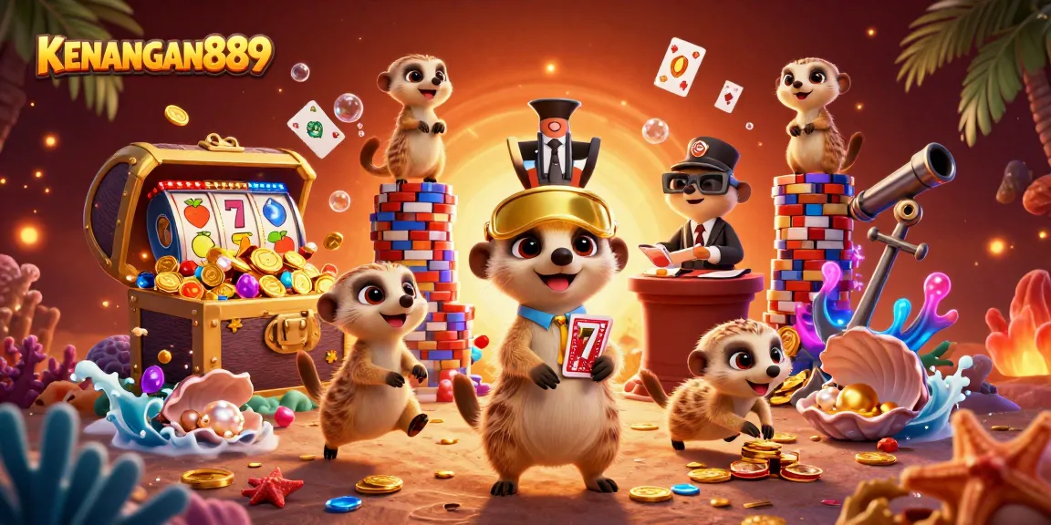 Experience engaging gameplay with KENANGAN889's lively meerkat casino scene featuring dynamic elements.