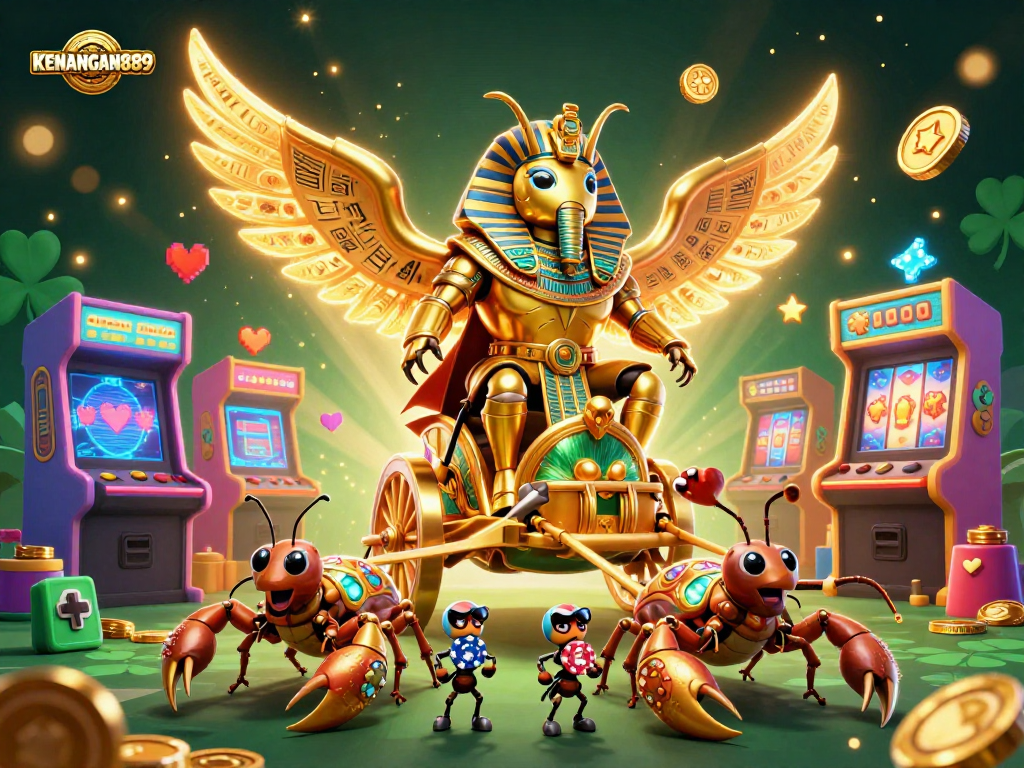 Join KENANGAN889's thrilling adventure with golden scarabs and vibrant gaming elements.