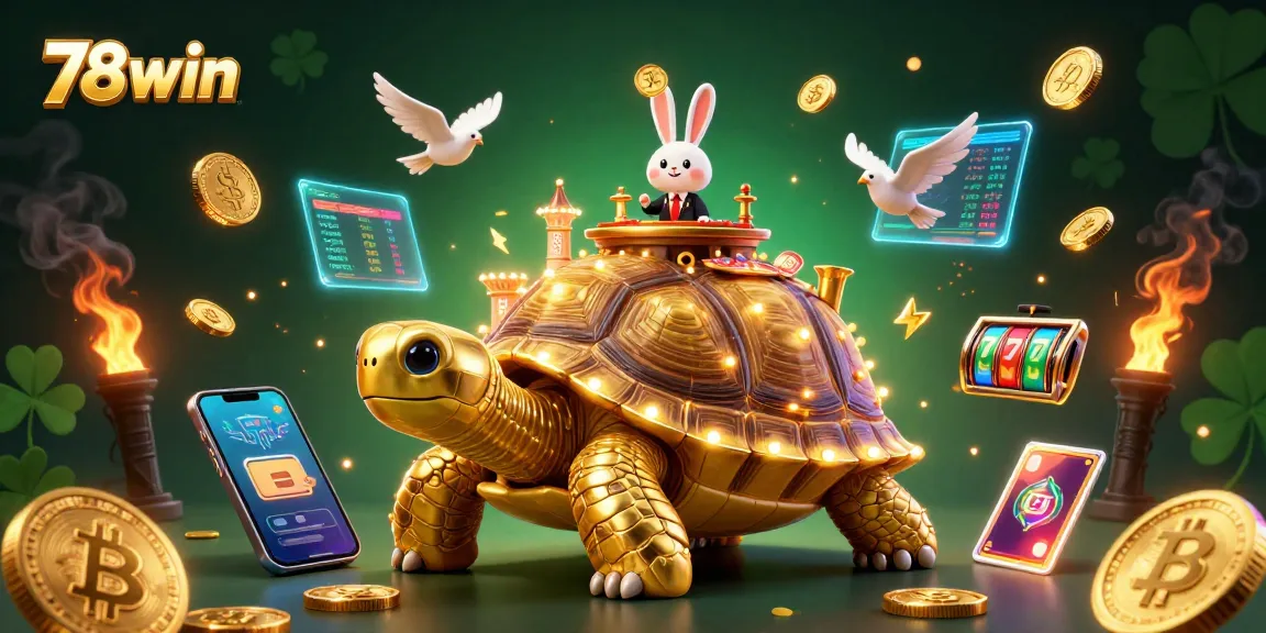 Engage in thrilling gameplay at 78win with a golden tortoise casino scene filled with exciting betting elements.