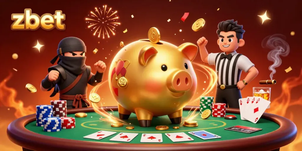Experience thrilling moments at zbet with a dynamic 3D cartoon illustration featuring exciting casino elements.