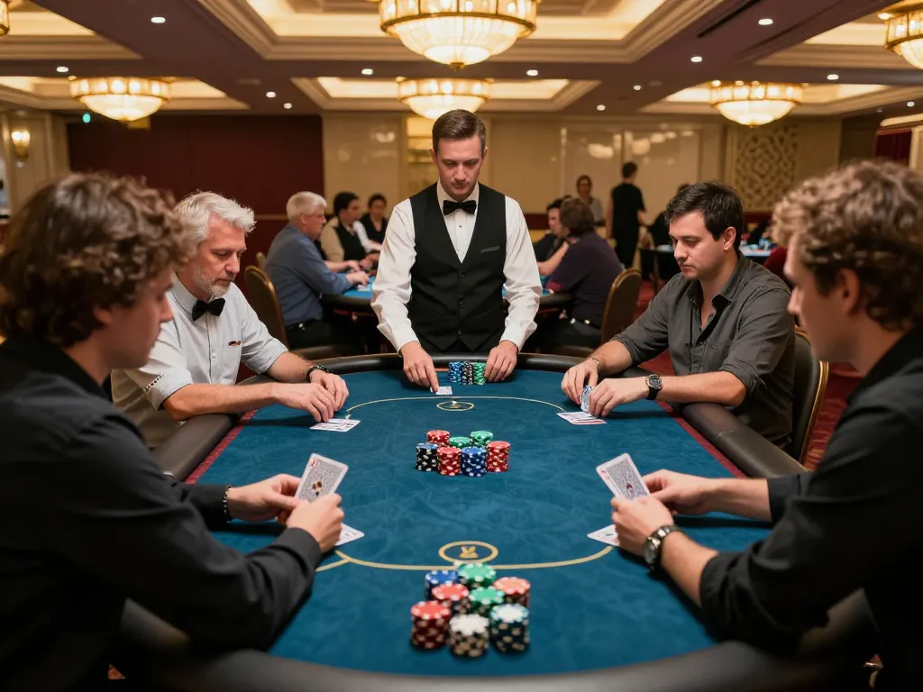 Players engaged in a thrilling poker game at Jun88, showcasing strategic gameplay and high-stakes betting.