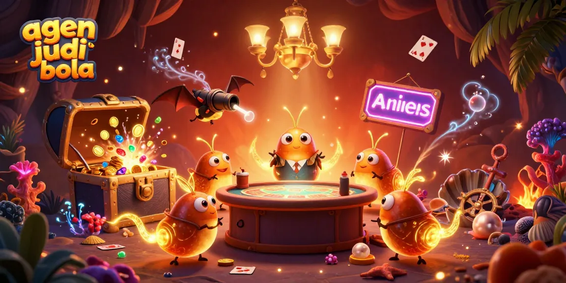 Engage in exciting agen judi bola at our vibrant online casino featuring animated glowworms and a bat dealer.