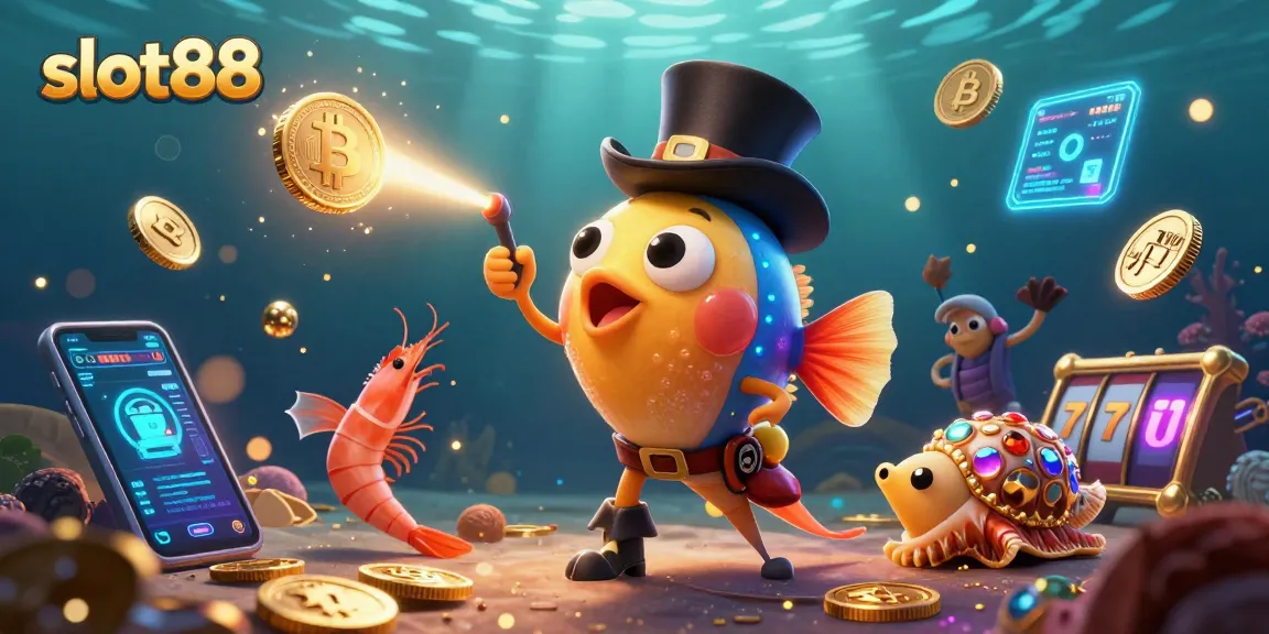 Engage with slot88's vibrant slot games featuring a glowing anglerfish, a pirate shrimp, and a gem-studded snail.